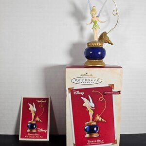 2002 Hallmark Keepsakes Tinker Bell Ornament Wind Up Movement EUC Inbox And Card